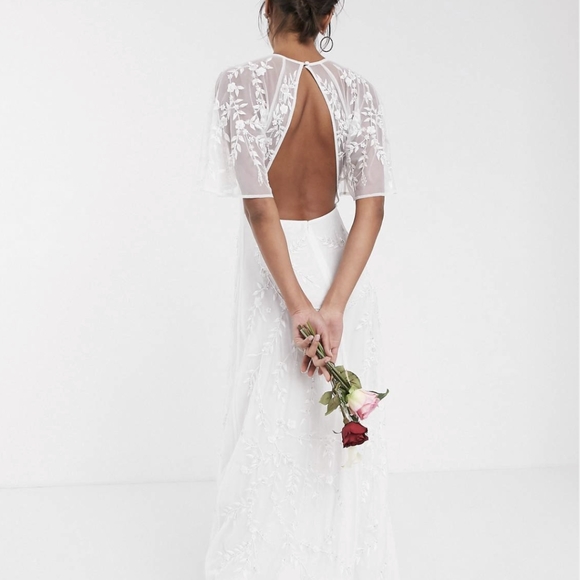 ASOS Edition Bridal Dress NWT White Embroidered, Beaded US size 8 - Picture 10 of 12